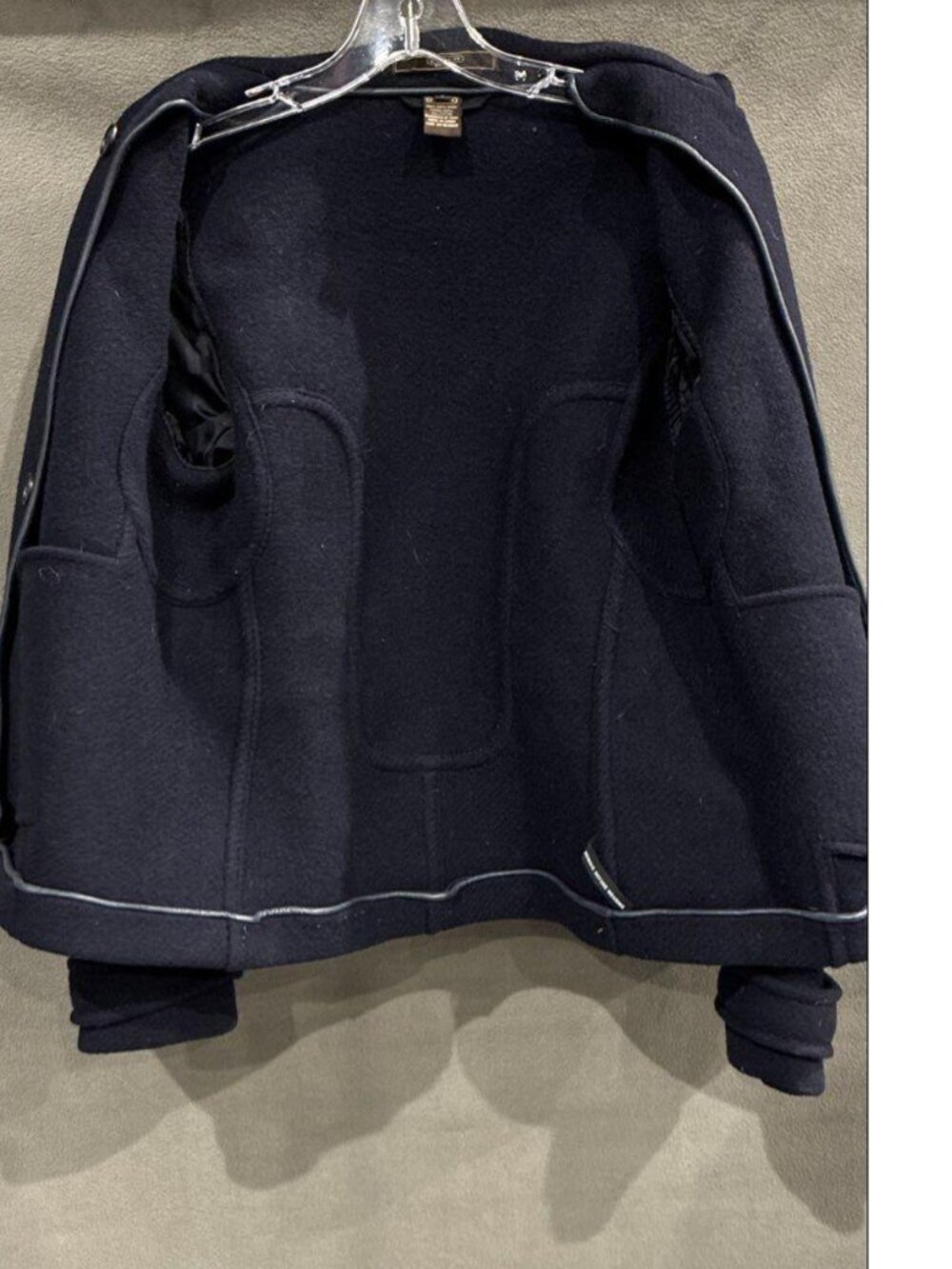 Coach New York Navy Blue Wool Double Breasted Peacoat Gold Buttons - 8 - Picture 6 of 7